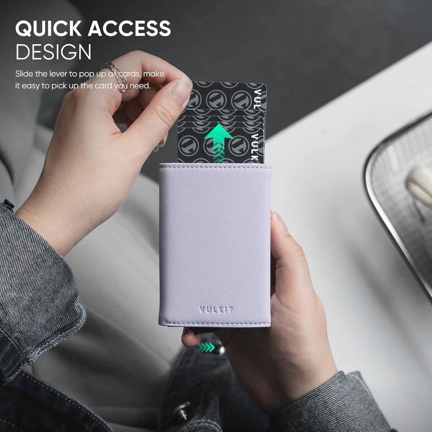HOTVULKIT Pop up Wallet for Women - Leather Trifold Wallets RFID Anti-Theft Credit Card Holder, Minimalist, Coin Pocket, ID Window, Cash Slot, Magnetic Closure (Lavender)