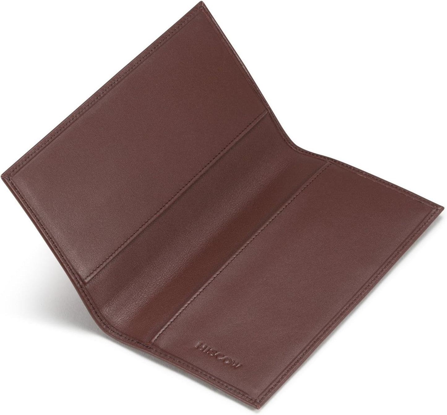 HOTHISCOW Slim Leather Checkbook Cover for Personal Checks | Full grain cowhide, transaction register & check book pockets, removable duplicate divider, durable stitching, gifts for men