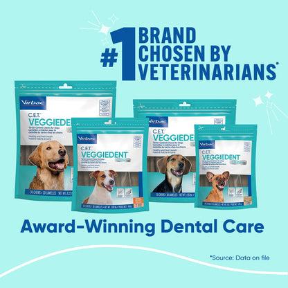 HOTC.E.T. Veggiedent Fr3sh Plaque and Tartar Control Chews for Dogs, Medium | Vet recommended dental chews, plant-based formula, supports canine digestive health, VOHC approved for plaque & tartar