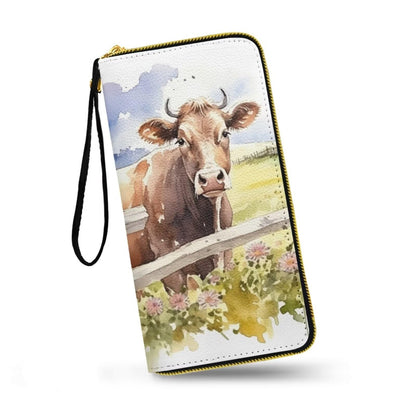HOTHawaii Totem Flowers PU Leather Ladies Wallet Wristlet, Tropical Hawaiian Tiki Art Zip Around Wallets for Women, Brown Large Capacity Card Holder Organizer