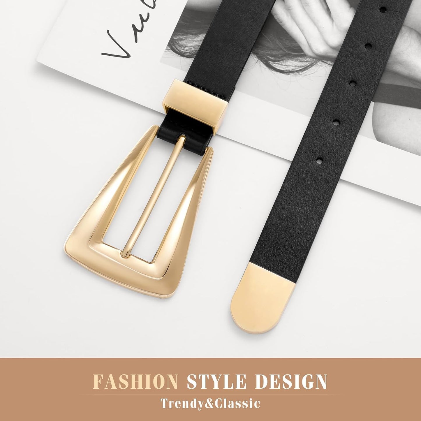 HOTWomen's Leather Belts for Jeans Pants Fashion Leather Waist Belt Ladies Dress Belts with Gold/Silver Buckle