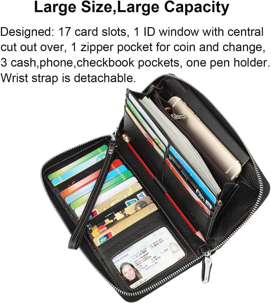 HOTLavemi Small Compact Women Wallet RFID Blocking Genuine Leather Bifold Purse with ID Windows