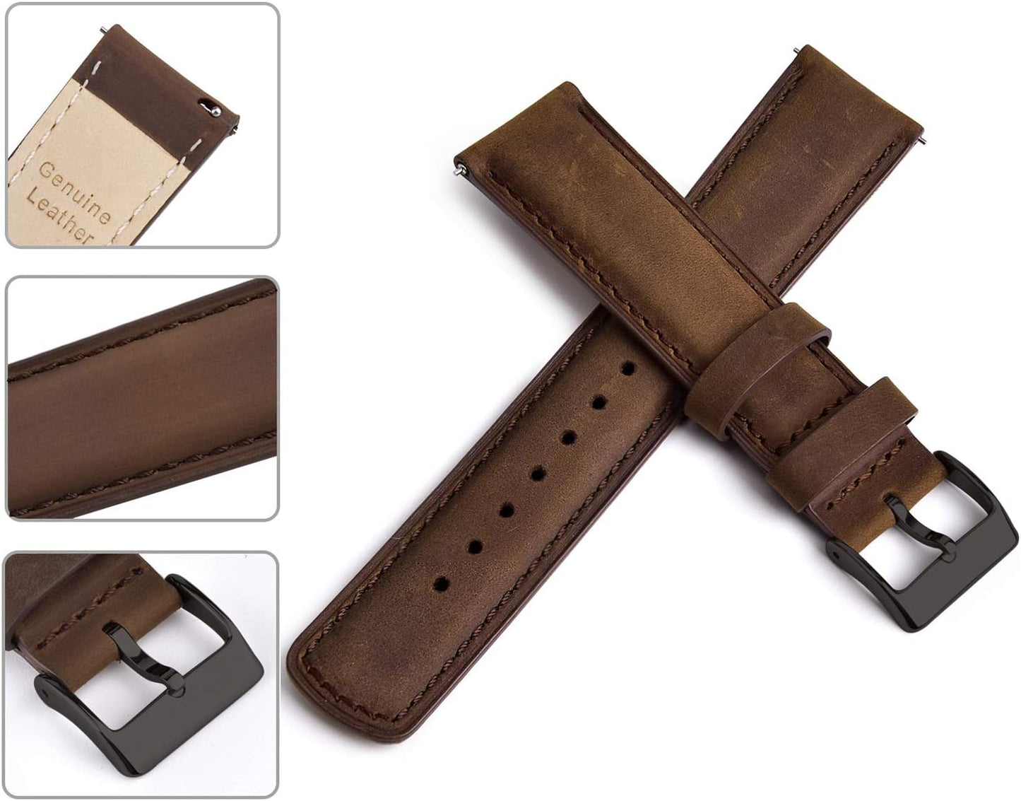 HOTRitche Christmas Gift Quick Release Leather Watch Bands Genuine Watch Straps for Men Women Top Grain Leather Watch Strap, White Elephant Gifts, Stocking Stuffers for Men, Father's Day gifts
