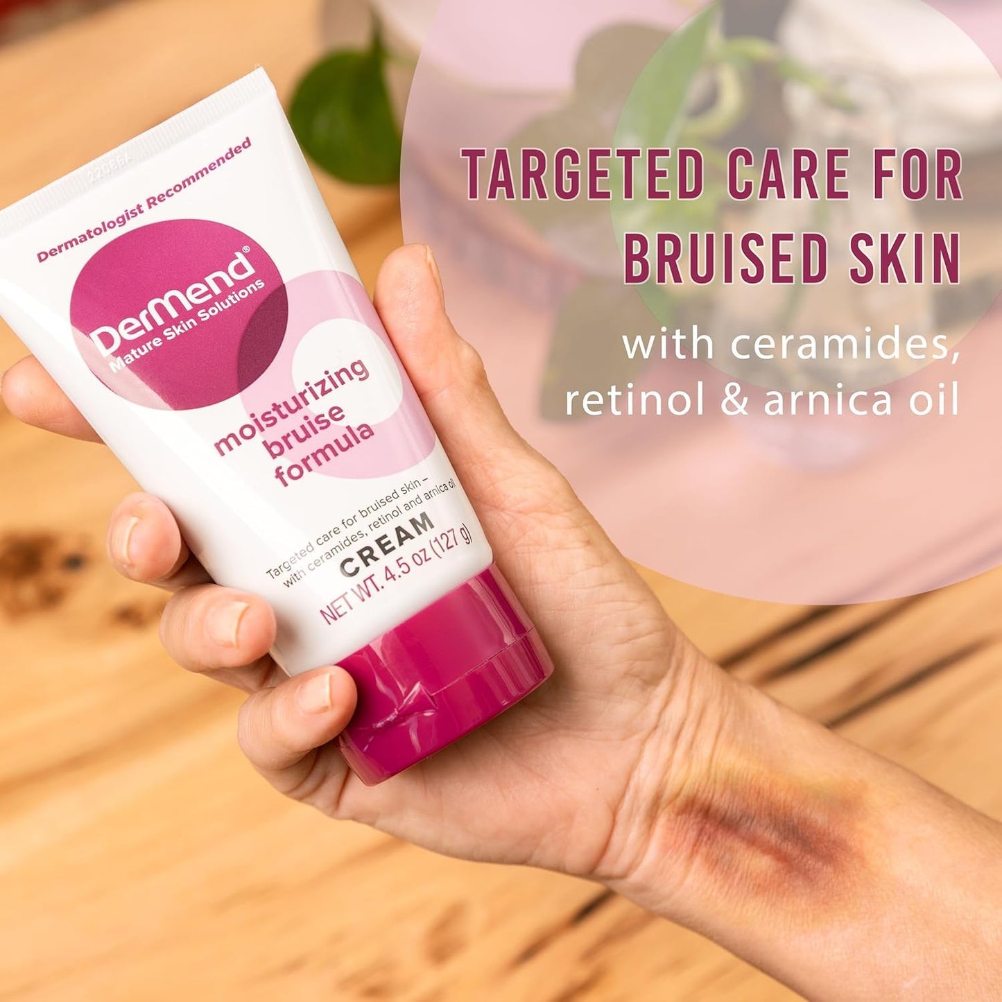 HOTDermend Arnica Bruise Cream with Vitamin K, 4.5 oz | For Thin & Mature Skin, Moisturizing Formula with Retinol, Ceramides & Arnica Oil, Dermatologist Recommended