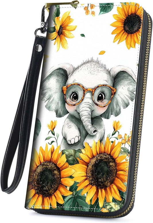 HOTCute Wallets for Women Girls, Large Capacity PU Leather RFID Blocking Clutch Purse with Wristlet