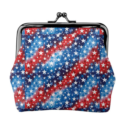 HOTRed White Blue Stars and Stripes American Flag Leather Coin Purse Compact Pouch Card Holder Wallet for Women Daily Use Travel Gifts