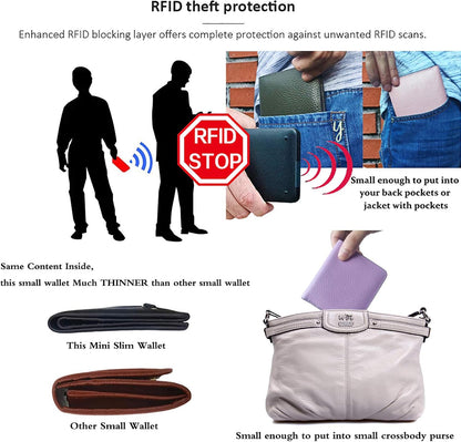 HOTSmall Leather Wallet for Women, Ladies Credit Card Holder RFID Blocking Women's Mini Bifold Pocket Purse