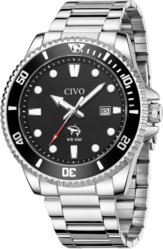 HOTCIVO Sport Wrist Watches for Men: Classic Analog Watch with Date Luminous - Silicone Strap & Waterproof - Casual Men's Watch for Outdoor Camping Cycling