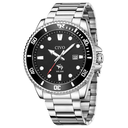 HOTCIVO Sport Wrist Watches for Men: Classic Analog Watch with Date Luminous - Silicone Strap & Waterproof - Casual Men's Watch for Outdoor Camping Cycling