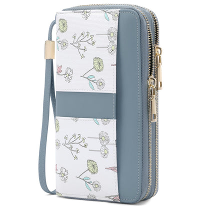 HOTSENDEFN Wallets for Women Double Zip Pocket RFID Blocking Vegan Leather Card Holder Ladies Large Capacity Wristlet Clutch