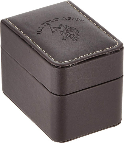 HOTU.S. Polo Assn. Men's Analog Stainless Steel Watch with Black Dial and Rotating Bezel – Sleek Design, Adjustable Band, and Water-Resistant – Fits Wrists 5.5" to 8"
