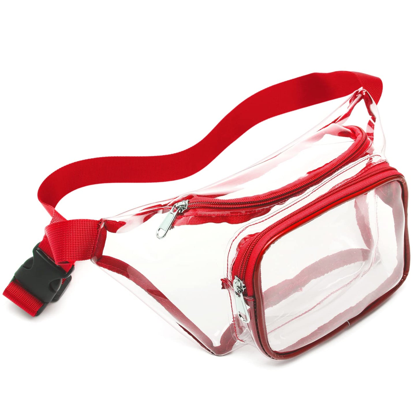 HOTVeckle Clear Fanny Pack Stadium Approved - Waist Belt Bag for Women, Black | Hands-Free Adjustable Strap, 2 Pockets Fit 7.5 in Phone, Water-Resistant for Sports Game Day Concerts Festival