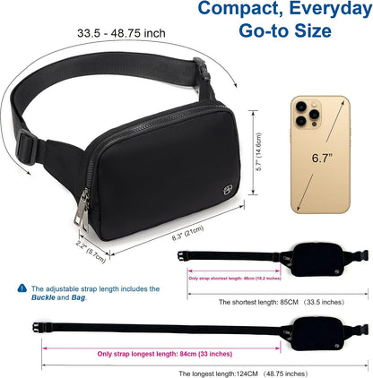 HOTPander Belt Bag Large 2L, Nylon Fanny Pack Purse for Women and Men with Adjustable Strap