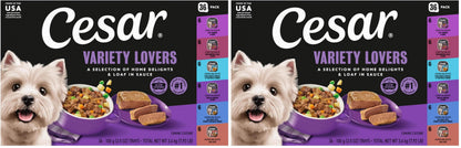 HOTCesar Wet Dog Food, Steak Lovers Variety Pack, 3.5 oz, 36 Count | Real meat #1 ingredient, easy peel trays, 100% complete & balanced, no fillers, no added sugar, no artificial flavors