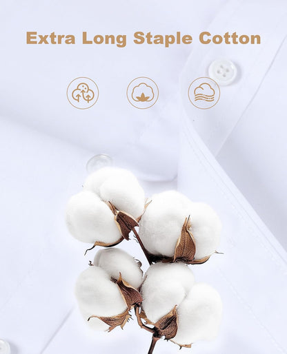 HOTLion Nardo Cotton Mens Dress Shirts Long Sleeve Wrinkle Free Business Casual Button Down Shirts Formal Shirts Big and Tall