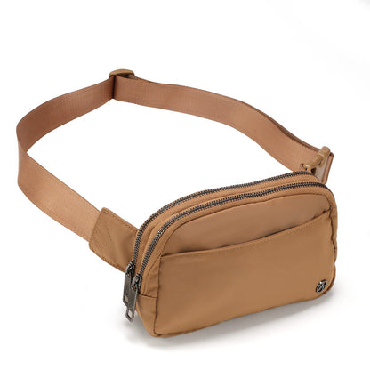 HOTPander Everywhere Belt Bag for Women, 5 Zipper Pockets Nylon Crossbody Fanny Pack Purse (Black)