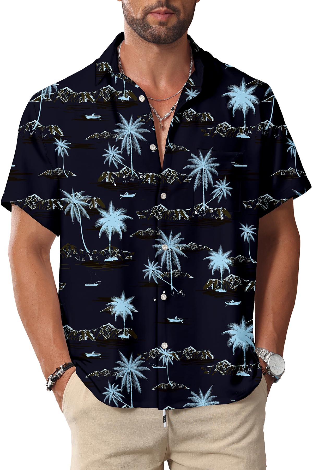 HOTKYKU Hawaiian Shirt for Men: Beach Vacation Summer Short Sleeve Button Down Mens Shirts Casual Stylish