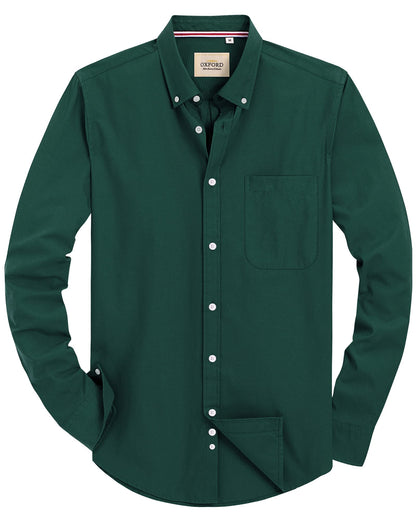 HOTAlimens & Gentle Mens Solid Oxford Shirt Long Sleeve Dress Shirt Work Casual Button Down Shirts with Pocket