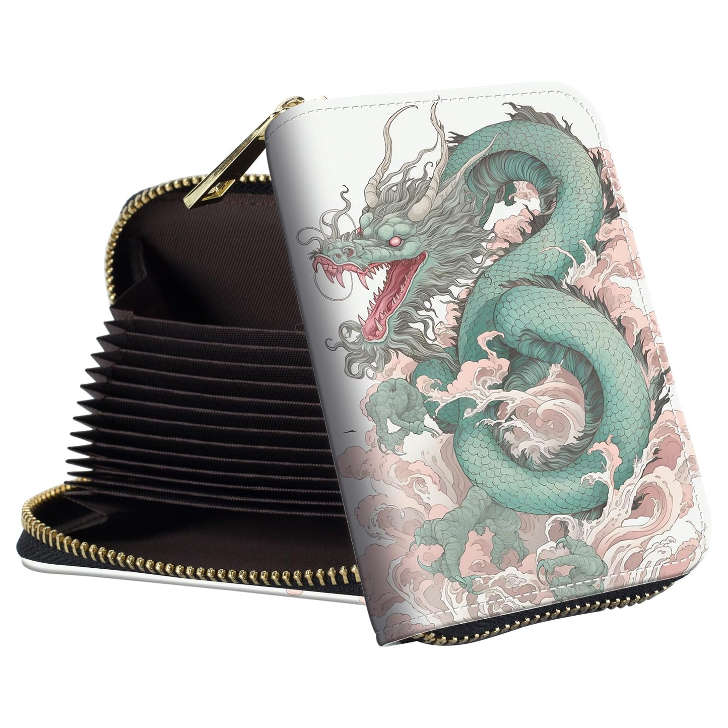 HOTSmall Wallet for Women Credit Card Holder,RFID Leather Business Card Case Wallet with Zipper Design for Women Men Gifts-Butterflies and Elephants