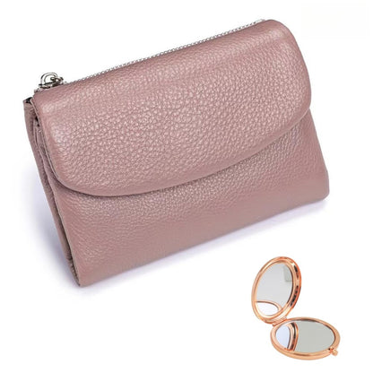 HOTUnisex Pebble Leather Wallet, Multicolor Genuine Leather Short Wallets for Women & Men, Small Full Grain Coin Purse with Credit Card Holder for Coins and Cards (#12)