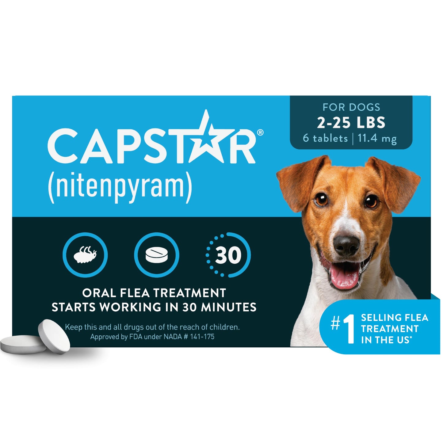 HOTCapstar (Nitenpyram) Fast-Acting Oral Flea Treatment for Dogs 2-25 Lbs, Vet-Recommended Medication Tablets, Flea Tablets for Dogs Start Killing in 30 Minutes, 6 Doses