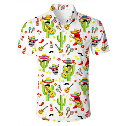 HOTFanient Mens Hawaiian Shirt Summer 3D Print Casual Short Sleeve Button Down Graphic Aloha Dress Shirts