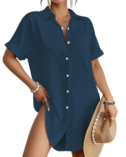 HOTBsubseach Women Swimsuit Coverup Shirt Dress Button Down Bathing Suit Cover Up Beach Vacation Outfits