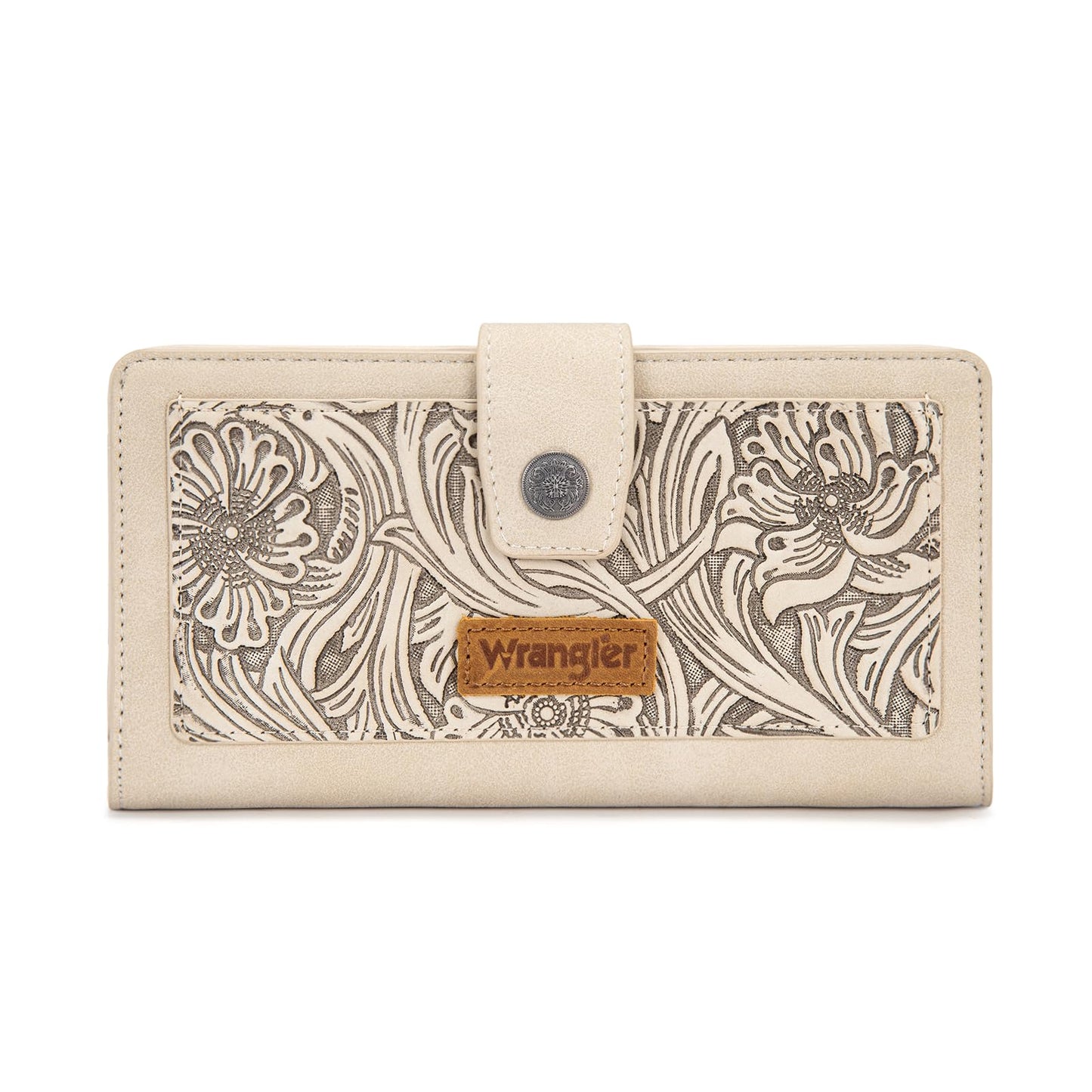 HOTMontana West X Wrangler Large Womens Wallet Western Tooling Flower Wallets, Card Cases & Money Organizers Bifold Card Cash Phone Wallet Ladies Female Travel Clutch Wallets with RFID Lining