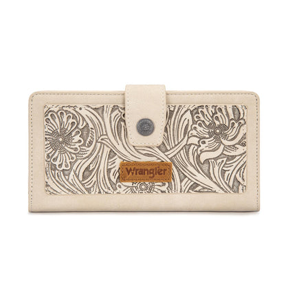 HOTMontana West X Wrangler Large Womens Wallet Western Tooling Flower Wallets, Card Cases & Money Organizers Bifold Card Cash Phone Wallet Ladies Female Travel Clutch Wallets with RFID Lining