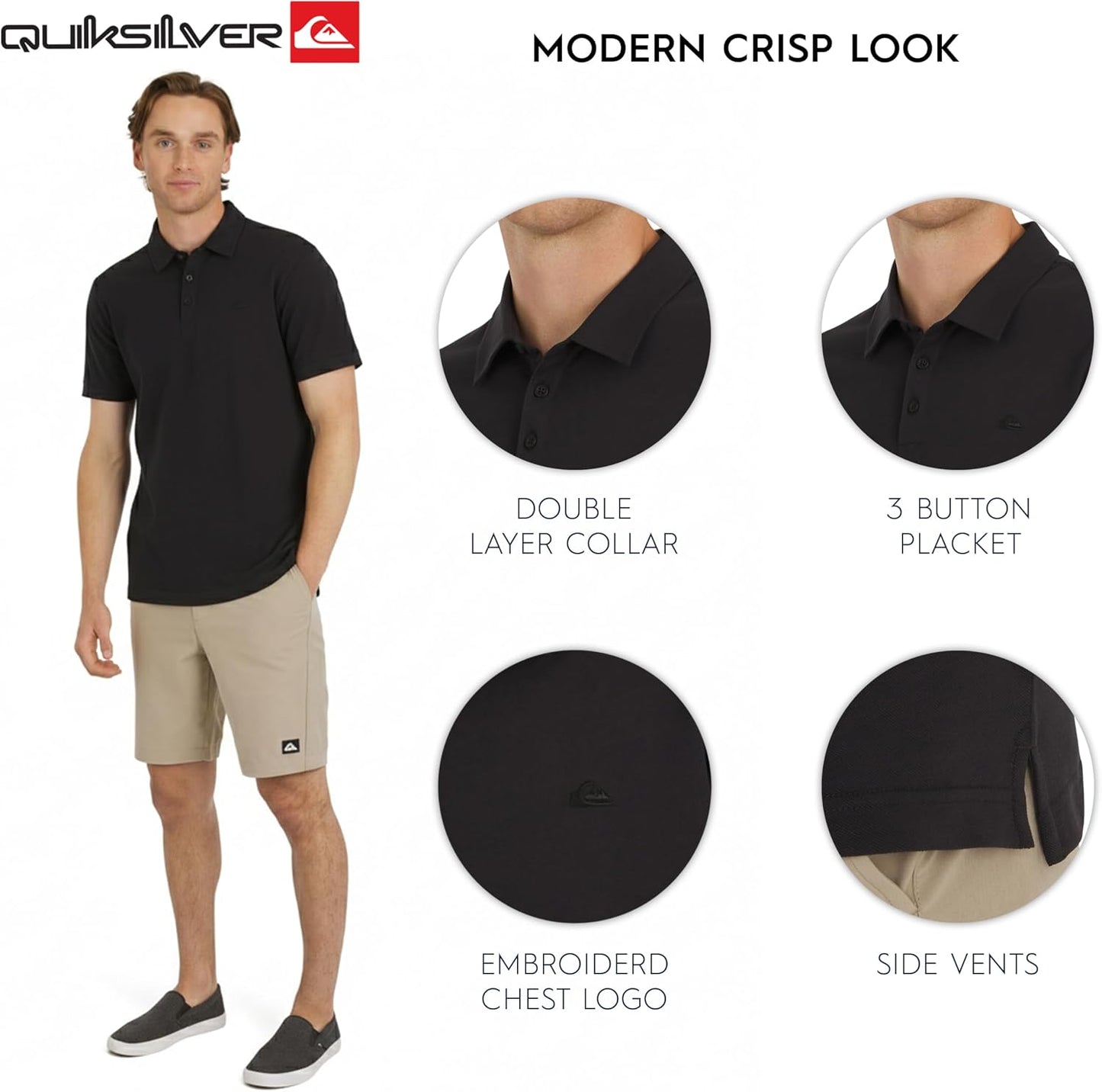 HOTQuiksilver Men's Regular Fit Premium Soft Short Sleeve Oxford Polo Shirt