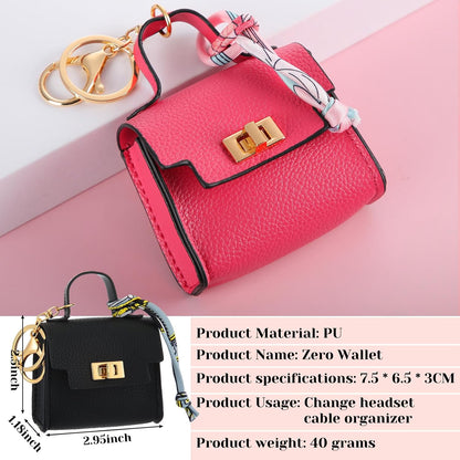 HOTLiliaafar 8 Pcs Mini Backpack Keychain Mini Coin Purses for Women Cute PU Leather Makeup Bag with Keychain Pocket Card Holder (8 Colors)