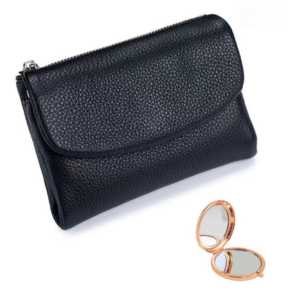 HOTUnisex Pebble Leather Wallet, Multicolor Genuine Leather Short Wallets for Women & Men, Small Full Grain Coin Purse with Credit Card Holder for Coins and Cards (#12)