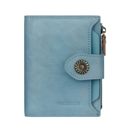 HOTRFID Wallet Women,Bifold Leather Womens Wallet,Compact Designer Carteras Para Mujer Card Holder with Removable ID Window(darkbrown)