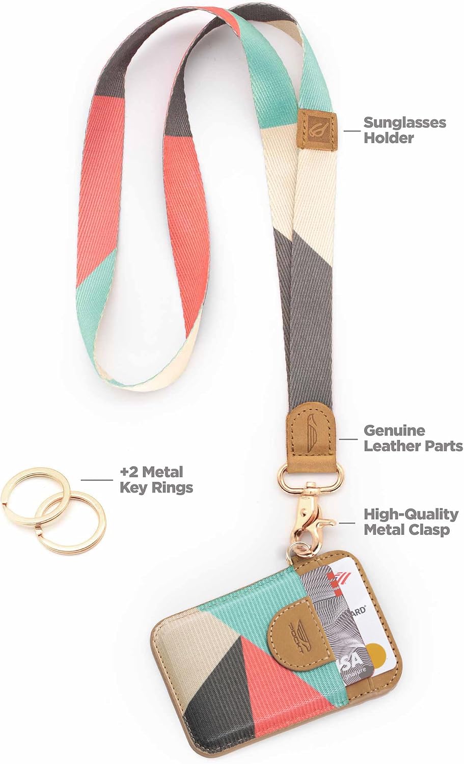 HOTPOCKT Slim Card Holder Wallet + Wrist and Neck Lanyard for Keys Bundle for Women | Cross
