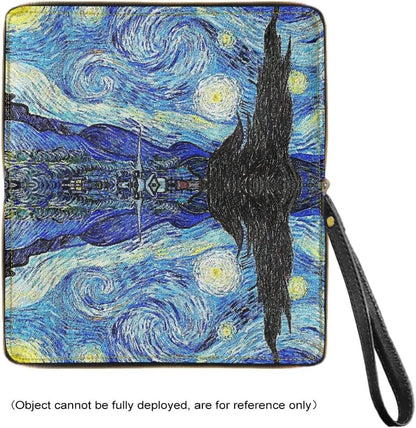 HOTGLUDEAR Art Paint Oil Painting Long Wallet for Womens Mens PU Leather Metal Zip RFID Wallet Clutch Purse,The Starry Night,OneSize