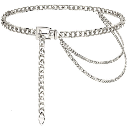 HOTSuyi Chain Belt for Women Girls Gold Metal Waist Chain Multilayer Chunky Chain Belts for Dress