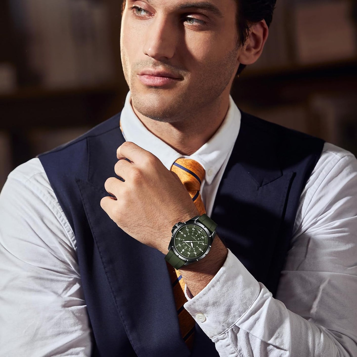 HOTSAPPHERO Mens Watch 50M Waterproof Luminous Quartz Analog Watches with Date Display Casual Stylish Work Business Classic Silicone Strap Men's Wrist Watches Elegant Gifts for Men