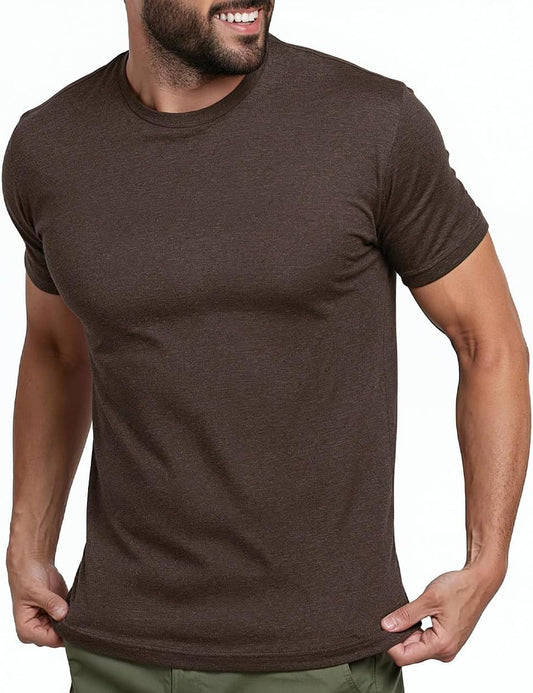 HOTMens T Shirts Soft Cotton Crew Neck Athletic Fit Casual Tees S-4XL | Soft cotton blend casual tee shirts with 4-way stretch - tag-free athletic fit for gym, work & casual wear. A go-to gift.