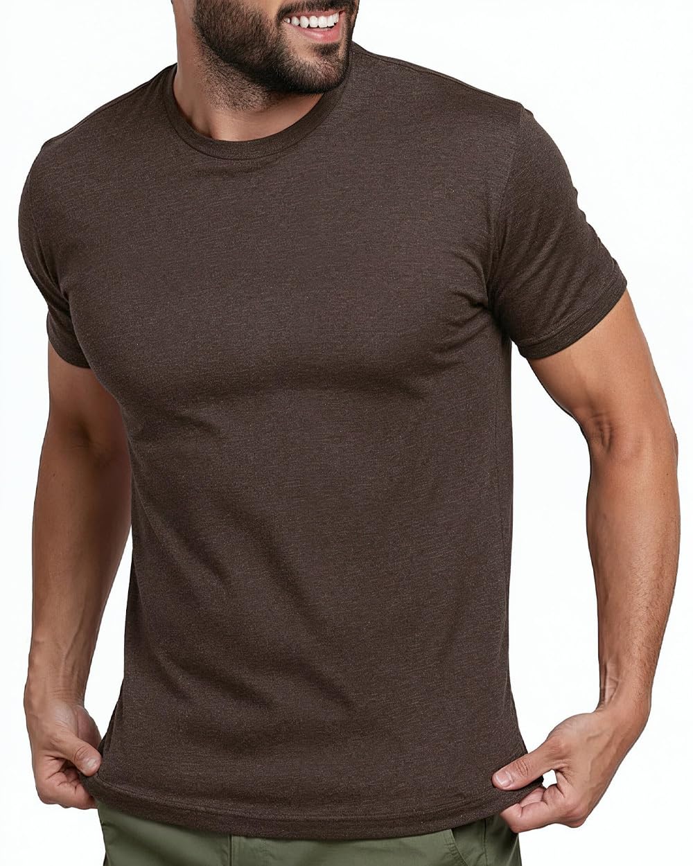 HOTMens T Shirts Soft Cotton Crew Neck Athletic Fit Casual Tees S-4XL | Soft cotton blend casual tee shirts with 4-way stretch - tag-free athletic fit for gym, work & casual wear. A go-to gift.