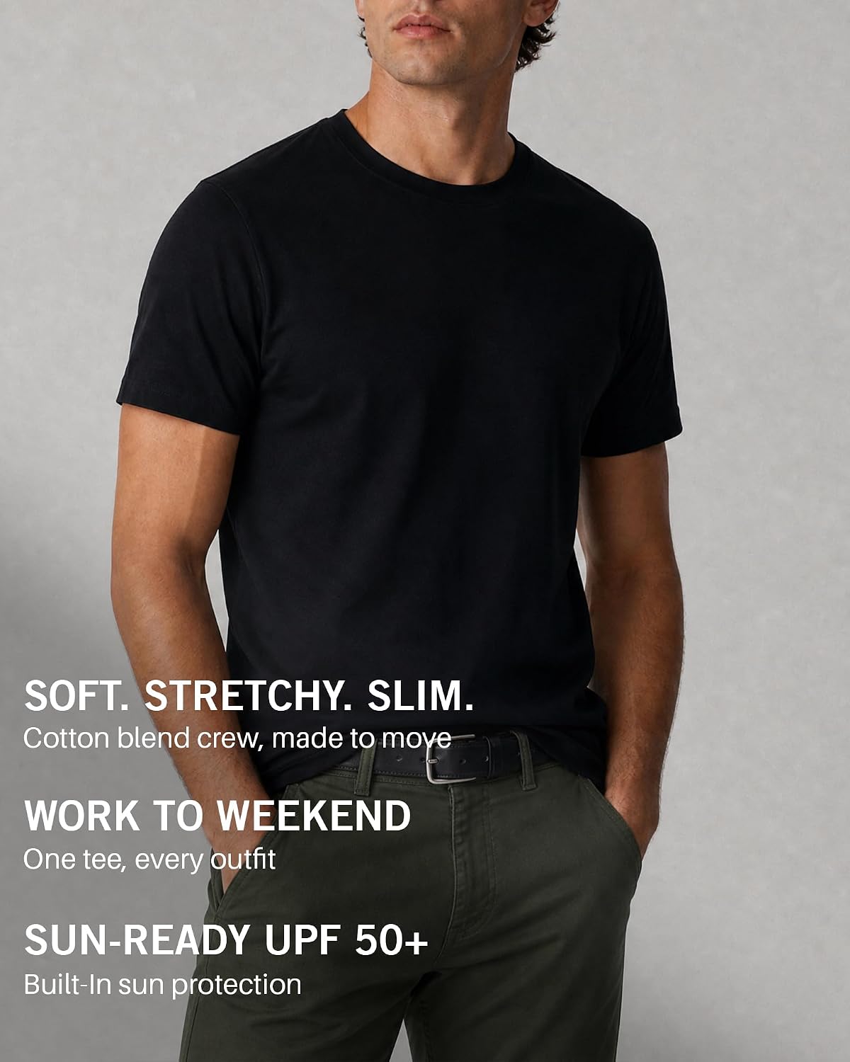 HOTKenneth Cole REACTION Mens T-Shirt Pack of 3 | UPF 50+ Cotton/Spandex Jersey Slim Fit White T Shirts for Men Pack