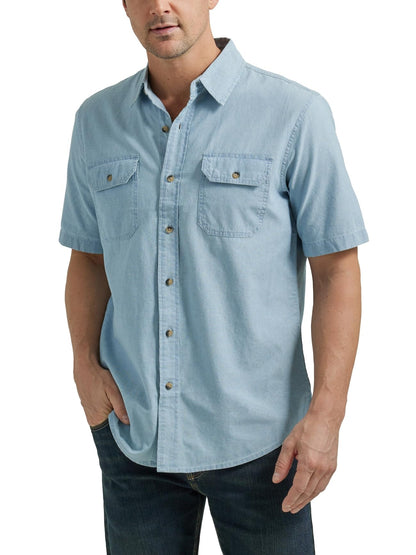 HOTWrangler Authentics Men's Short Sleeve Classic Woven Shirt