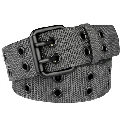 HOTDouble Prong Belt Plus Size 39 to 71'' Black Grommet Nylon Belts for Men Women Unisex