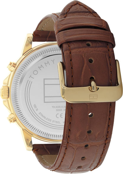 HOTTommy Hilfiger Classic Multi-Function Quartz Watch - Leather Strap Wristwatch for Men - Water Resistant Up to 5 ATM/50 Meters - Premium Fashion for Everyday Wear - 44mm