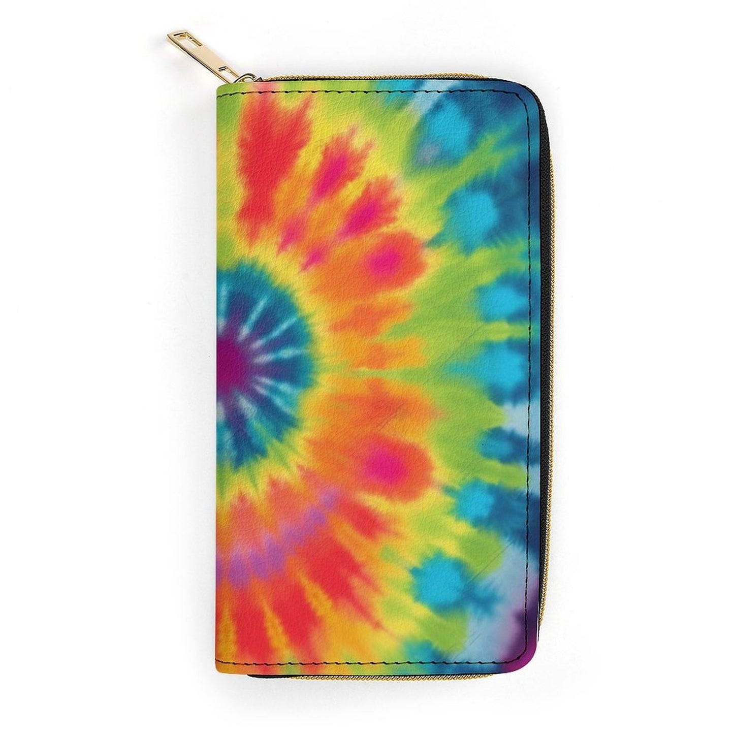 HOTTie Dye Rainbow Print Long Wallet for Women Men PU Leather Card Holder Organizer with Zipper Coin Pocket & Cash Slots