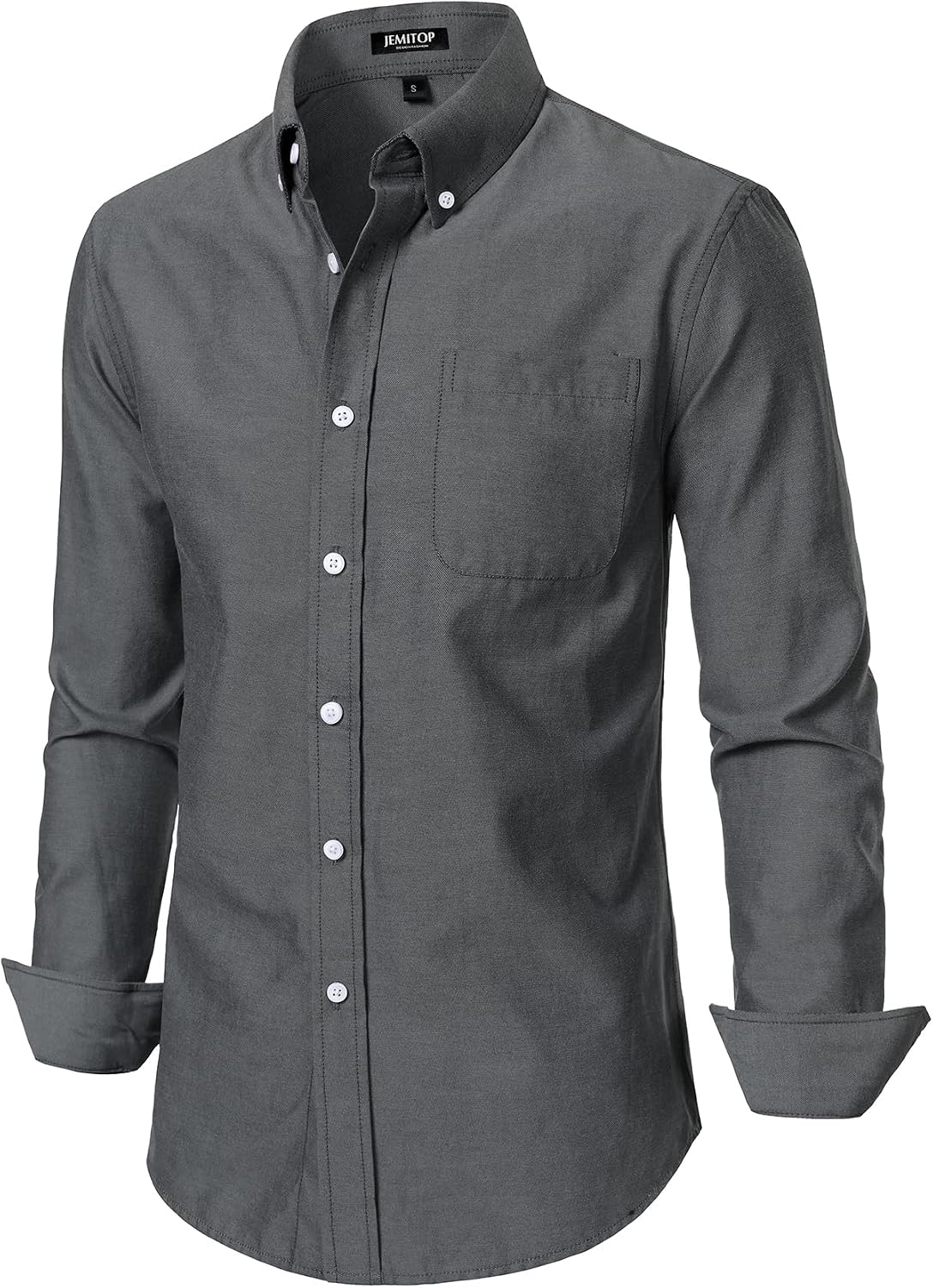 HOTJEMITOP Men's Classic Lightweight Oxford Button Down Collar Shirts Business Casual Long Sleeve Dress Shirt with Pocket