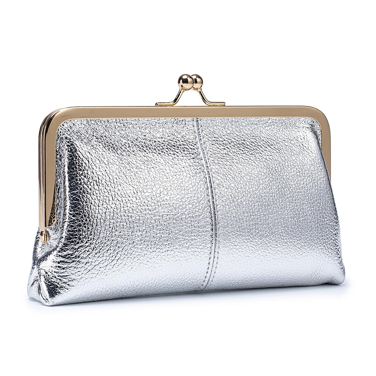 HOTVintage Kiss Lock Leather Wallet for Women, Clutch, Orange | Genuine Leather, Multi-card Slots Card Holder Clutch Purse Travel Wallet