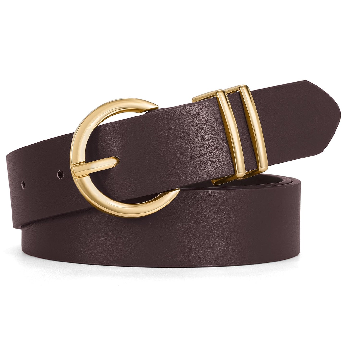 HOTWHIPPY Women Leather Belt Fashion Design belt Gold Buckle Ladies Belt for Jeans Pants Dresses