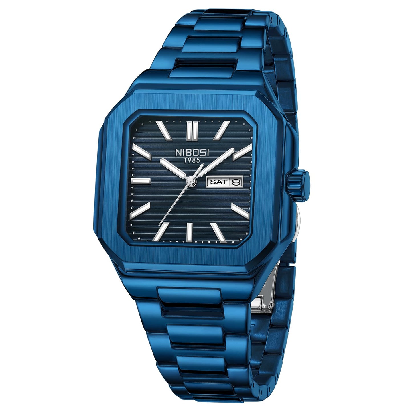 HOTNIBOSI Men Watches Analog Quartz Stainless Steel Silver Watches for Men Waterproof Business Classic Watch with Day and Date Display Wrist Watch for Work and Casual Wear