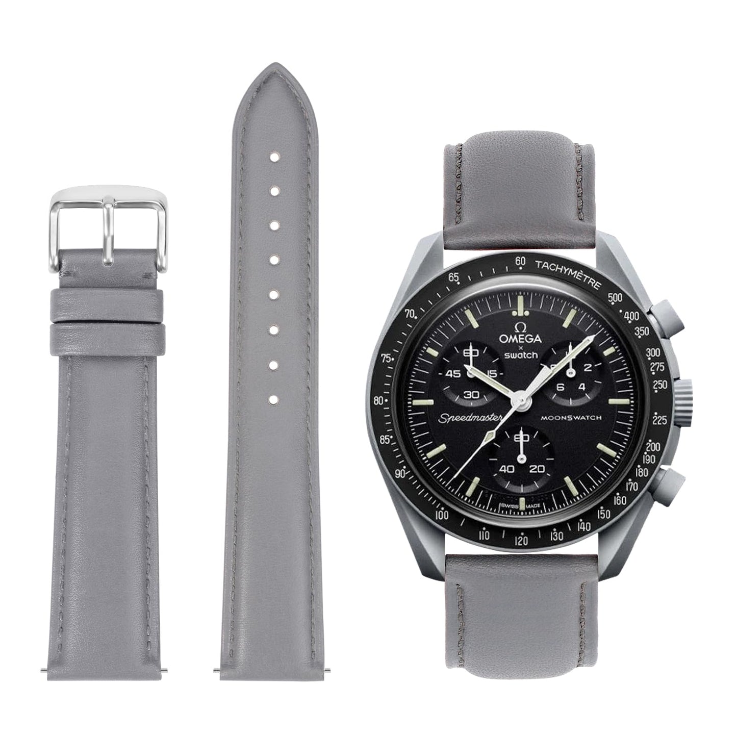 HOTTStrap Leather Watch Bands for Moonswatch - Watch Strap Compatible with Omega x Swatch Moonwatch - 20mm Quick Release Watch Band Replacement for Moonswatch Speedmaster