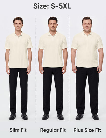 HOTJMIERR Mens Casual Polo Shirt Summer Short Sleeve Vacation Button Beach Knit Stretchy Golf Shirts